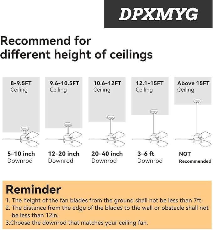 DPXMYG 84 inch Ceiling Fan Downrod with Extension Cord, 7 FT Black Downrod for Ceiling Fan, 1 inch Outside Diameter,Boom Suitable for a Wide Range of Fans (Black, Not Threaded)