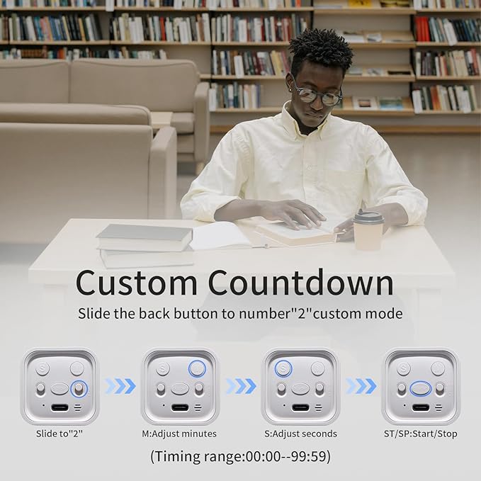 Productivity Timer Flip Gravity Sensor Cube Timer Countdown & Countup,Mute & Vibrate & Sound，5/10/30/60min & Custom Timing, Perfect for ADHD,Work,Learning,Kitchen Cooking (2 White)