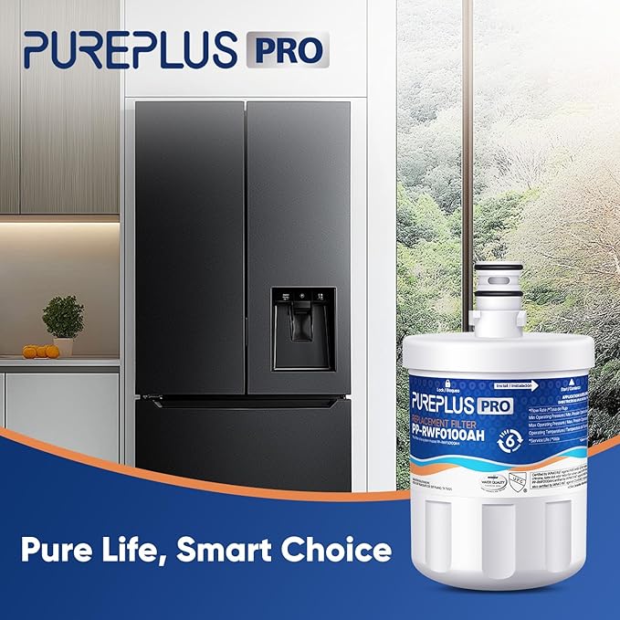PUREPLUS PRO NSF/ANSI 53&42 Certified Refrigerator Water Filter Replacement for LG LT500P, ADQ72910901, GEN11042FR-08, Kenmore 9890, 469890, HDX FML-1, ADQ72910907 Refrigerator Water Filter, 2Pack