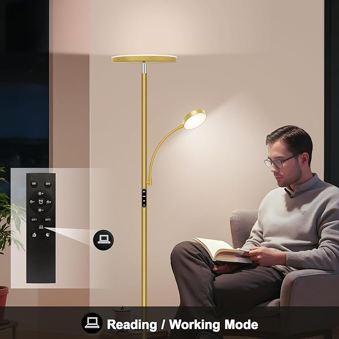 Aulaiyi Floor Lamps for Living Room,42W/4200LM Bright Floor Lamp,2-in-1 Dimmable Standing Lamp with Reading Light,69'' Tall Lamp with Remote & Touch Control, Modern Floor Lamp for Bedroom,Office