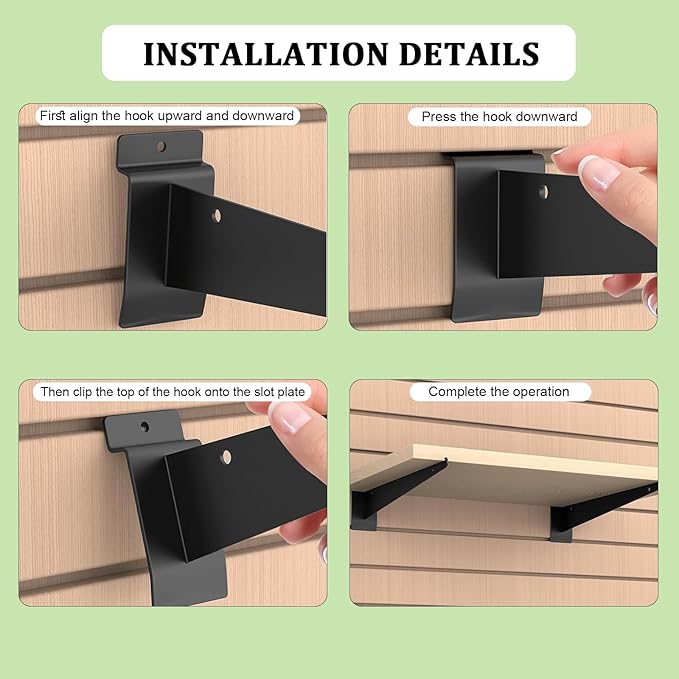 24Pcs Slatwall Shelf Bracket 14 inch, Heavy Duty Slatwall Knife Shelf Bracket, Metal Shelf Brackets for Slat Wall, Black Slatwall Accessories with Lip for Slatwall Panels Shelf Display Home Commercial