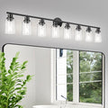 Guliaofo 8-Light Black Vanity Lights, Modern Bathroom Light Fixtures with Clear Glass Shade, Wall Lamps for Mirror Kitchen Hallway Cabinet Living Room Sconces Lights - E26