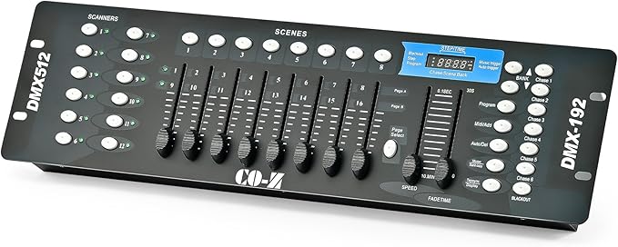 CO-Z 192 DMX 512 Stage DJ Light Controller Lighting Mixer Board Console for Light Shows, Party Disco Pub Night Club DJs KTV Bars and Moving Heads