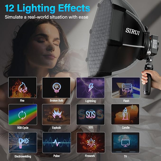 SIRUI Super Bulbs C150X Combo 150W LED Video Light, COB Portable Photography Camera Light Bi-Color 2800K-6500K with Bluetooth App Brightness Control Bowens Adapter Reflector Continuous Output Lighting