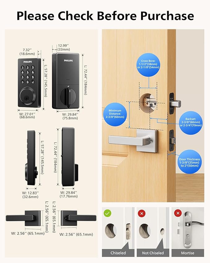 Philips Wi-Fi Smart Door Lock, Keyless Entry Door Lock with App Control,Fingerprint ID,Auto Lock,Keypad Deadbolt with Wi-Fi Bridge Adaptor,Smart Locks for Front Door-Satin Nickel