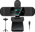 RUWBY UHD 4K Webcam with Built-in Dual Mics, Wide-Angle Lens, Privacy Cover, Tripod Stand, Autofocus PC Camera, Plug and Play for Desktop Computer or Laptop