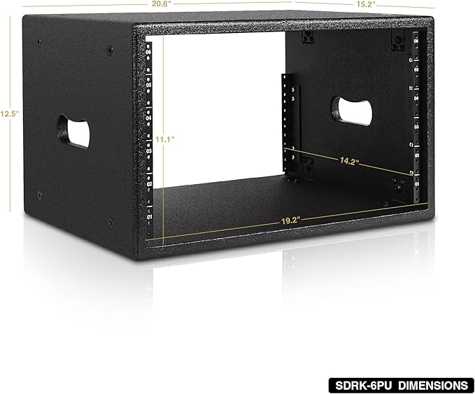 Sound Town 6U Studio Rack with 6-Space, Heavy-Duty 0.7" (18mm) Baltic Birch Plywood with Polyurea Coating, for Recording Room, Home Studio (SDRK-6PU)