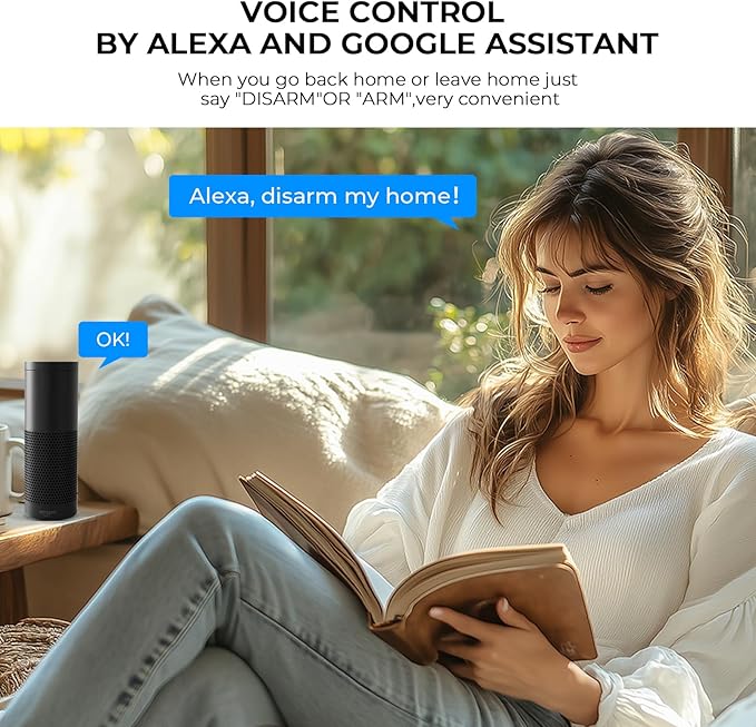 PGST Home Security Alarm System,Smart Home Alarm System with Door/Motion Sensors,GSM 4G/Tuya APP Alerts,Compatible with Alexa and Google Assiatant for Home,Villa,Kids Safety