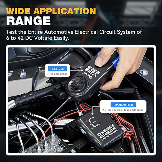 VDIAGTOOL V210 Wire Tracer Electrical Automotive Open & Short Finder Circuit Tester Circuit Breaker Finder Fault Probe Wire Tracker Electrical DC 6-42V