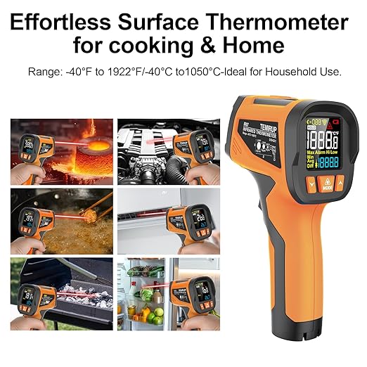 TEMIRUP Infrared Thermometer High Temperature Gun -40℉ to 1922℉, 30:1 Pyrometer Digital IR Laser Thermometer Temp Gun with Probe for Cooking, Pizza Oven, Engine, Kilns, Forges, Industry & Home Repair