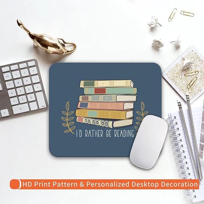 Armanza Square Mouse Pad Books, Personalized Premium-Textured Custom Mouse Mat Design, Washable Mousepad Cloth, Non-Slip Rubber Base Computer Mouse Pads for Wireless Mouse