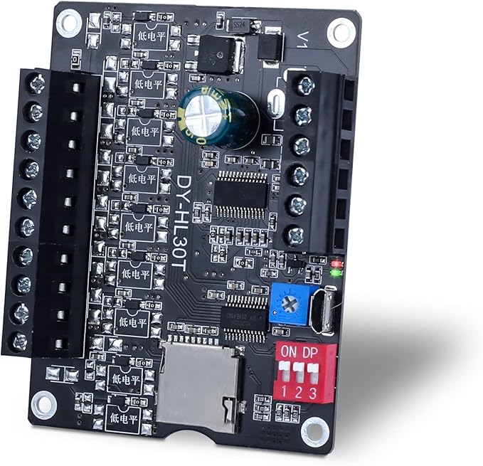 30W Voice Playback Module, PEMENOL DC 9-24V Voice Broadcast Device 9 Trigger Interfaces 8 I/O Trigger Modes MP3 Music Player Support TF Card 32G Max for Speaker Module DIY Kit