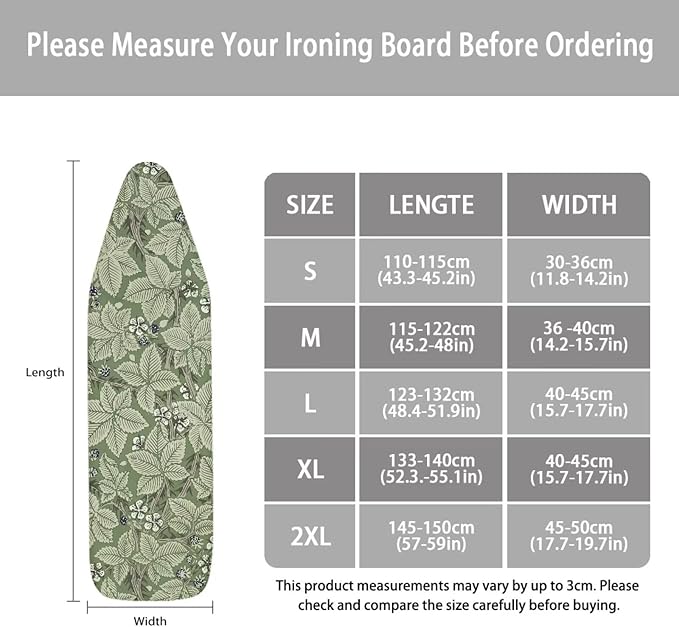 ZCFYGDX Ironing Board Covers Lightweight & Breathable Anti-Slip & Wear-Resistant (17 x 49 in) with Nylon Buckle Straps Elastic Edge Easy to Install, Scorch Resistant, William Morris Prints Size-M