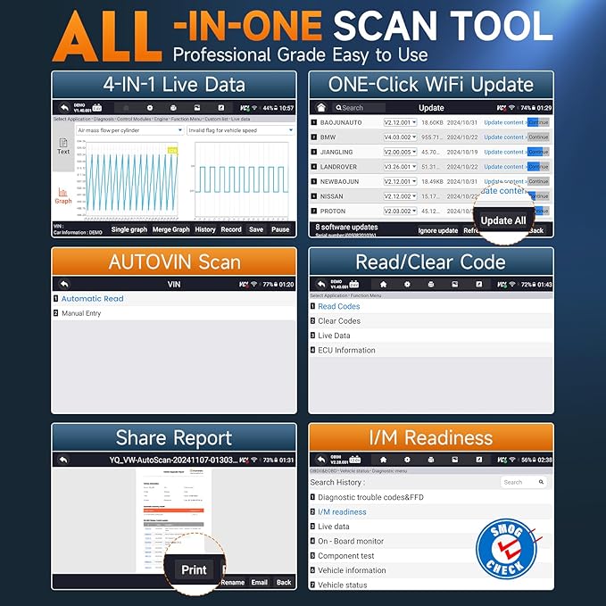 FOXWELL NT716 OBD2 Scanner Bidirectional Scan Tool for Engine, ABS, SRS & Transmission, Code Reader with 9 Resets Including ABS, Oil Light, SAS, EPB, BMS, DPF, Throttle Relearn & Injector, Black