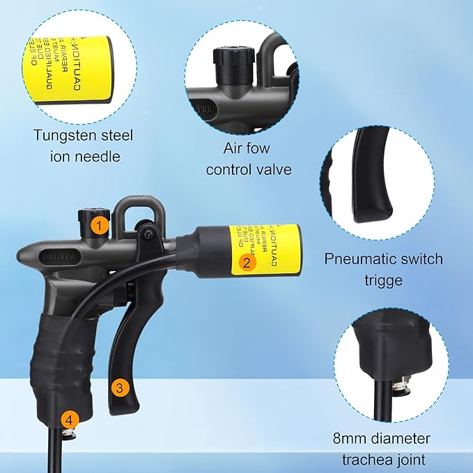 Fukueesn Anti Static Ionizing Air Gun 4.6KV upgrade Static Eliminator Anti Static Ionizer + High Voltage Generator with one Air gun