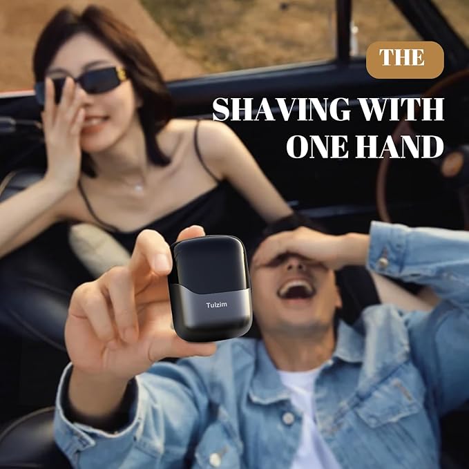 Tulzim Electric Foil Shaver for Men: Portable Electric Razor for Beard/Face - 3 Floating Blade LED Display USB-C Fast Rechargeable - IPX7 Waterproof for Travel & Home, Charcoal Black
