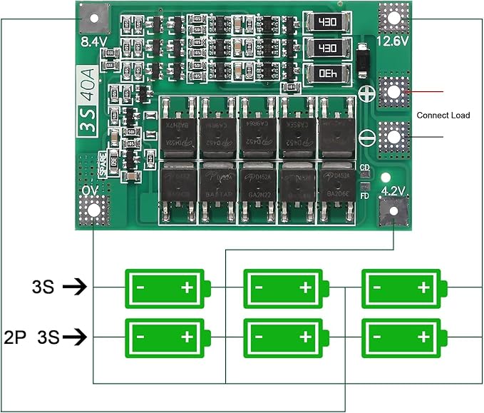 Gebildet 3pcs 3S 11.1V 12V 12.6V 40A 18650 Charger PCB BMS Protection Board Li-ion Lithium Battery Charger Lipo Cell Module for Drill Motor with Balance