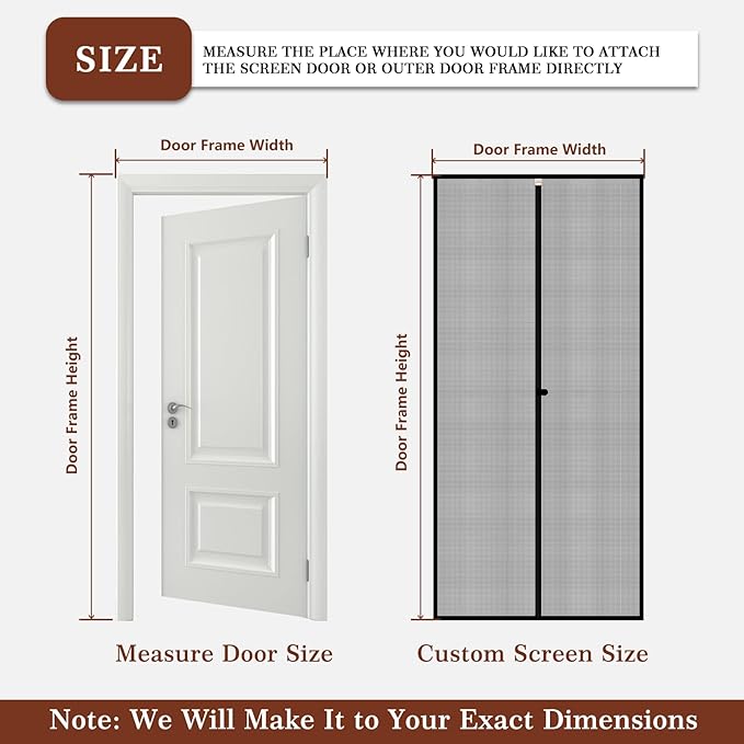 Yotache Custom Magnetic Screen Door, Anti-Tearing Reinforced Screens for Patio, Balcony, Front, Sliding Door