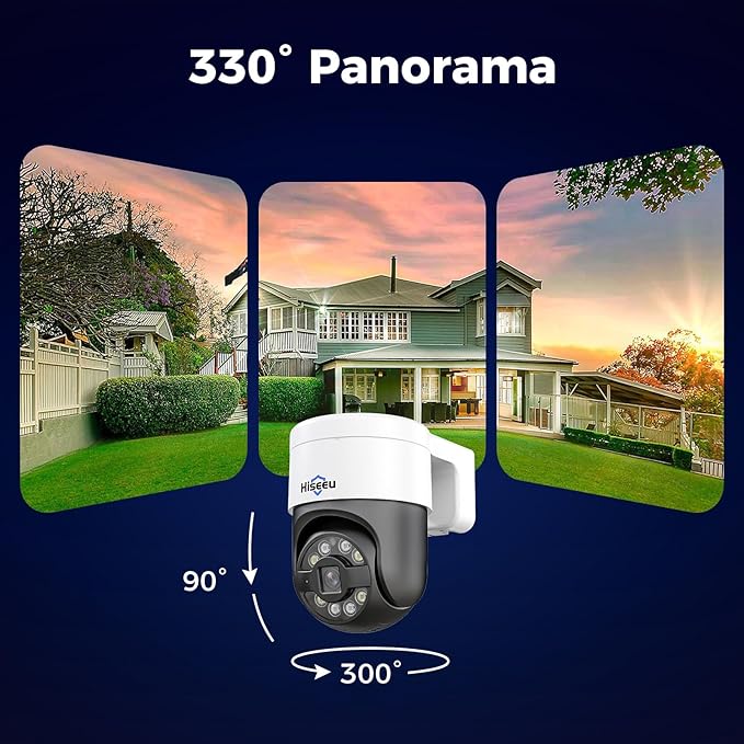 [330°View+Human Tracking] Hiseeu 6MP PoE PTZ Camera System,NVR Security Camera System w/2Pcs 5MP Wired Security Camera Outdoor&Indoor,2-Way Audio,Waterproof,7/24 Record for Home Surveillance