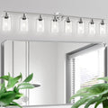 Guliaofo 8-Light Brushed Nickel Vanity Lights, Modern Bathroom Light Fixtures with Clear Glass Shade, Wall Lamps for Mirror Kitchen Hallway Cabinet Living Room Sconces Lights - E26