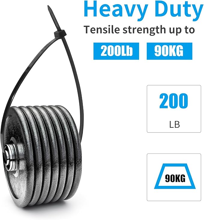 XINGO 16 Inch Black Large Zip Ties Heavy Duty 100 PCS, 200 LBS Ultra Strong Plastic Wire Ties, Large Cable Ties Extra Long Tie Wraps, Indoor and Outdoor UV Resistant