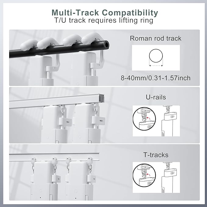 Takkicept Automatic Curtain Opener 2 Pack: Smart Electric Curtains Closer Robot with Remote Control｜No Drill Quiet Motor｜Compatible for Roman Rods, T & U Tracks｜Long-Lasting Battery for Bedroom & Home