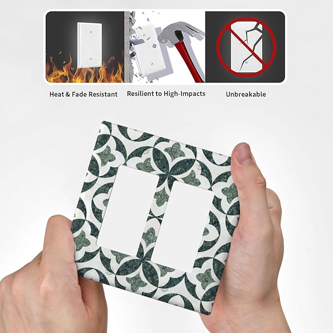 Bvtewkhz Green Luxury Modern Cubic Marble 2 Gang Double Rocker Decorative Light Switch Covers Electrical Faceplate Switch Plates for Bathroom Kitchen Home