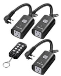 DEWENWILS Outdoor Remote Control Outlet, 15A Wireless Remote Control Switch, 100FT Control Range & 14AWG SJTW Power Cord, Weatherproof for Outdoor Appliances, 1 Remote Control+3 Outlets