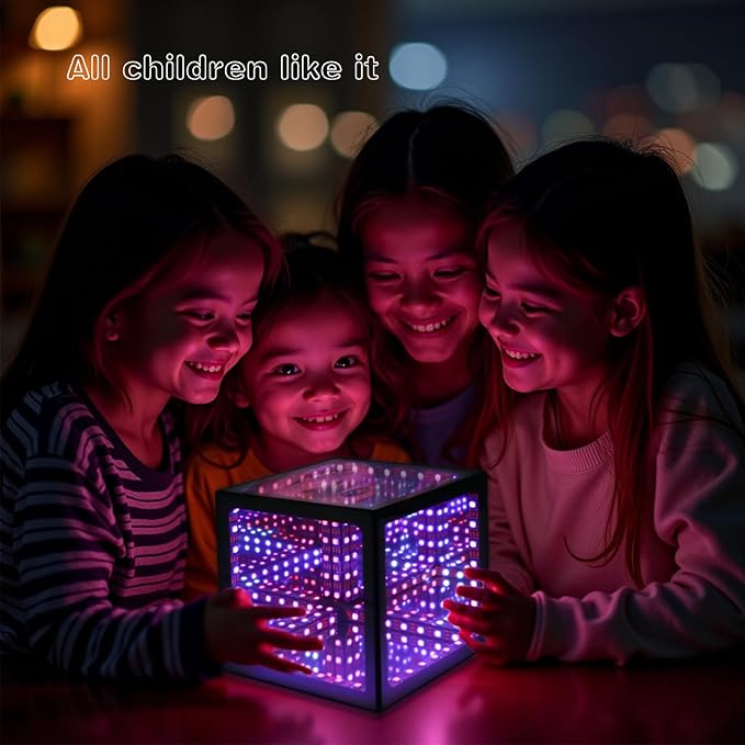 Heepulor Infinity Hyper Cube LED Table Lamp, Color-Changing Music-Sync APP-Controlled Ambient Light for Gaming, Party, Home (10 Inches)