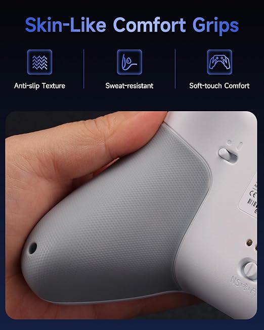 EasySMX X05Pro Wireless PC Controller – Soft-Click Low-Noise Buttons, Dual-Stage Impulse Triggers, Hall Joysticks with 1000Hz Polling, 2 Programmable Buttons, 1000mAh Battery, Multi-Platform Controller for PC/Switch/Android/iOS