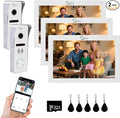 Wired Video Doorbell Intercom System 7 inch Monitor 1080P HD Camera Entry Doorphone Door Camera TUYA WiFi Smart Home Door Phone Kits for Apartment Home Villa (2 doorbell + 3 Monitor)