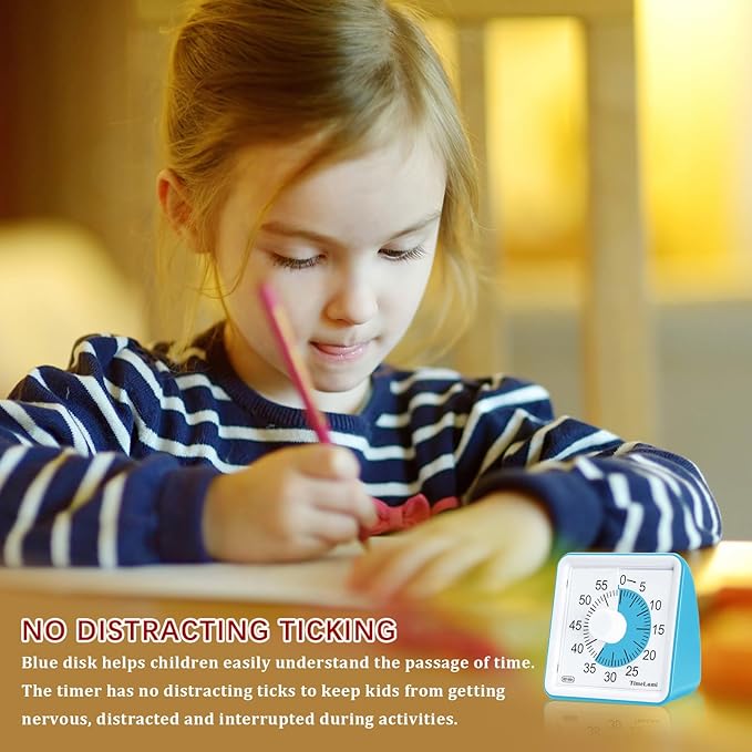 TimeLumi 60-Minute Visual Timer for Kids, Time Management Tool Study Classroom Timer, Home Edition Silent Countdown Timer for Toddler, Teachers and Adults (Blue)