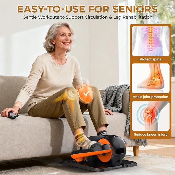 Under Desk Elliptical Machine - Elliptical Leg Exerciser for Seniors, Pedal Exerciser 12 Speeds Portable Seated Pedal Exerciser with Remote Control Home Workout Exercise Equipment