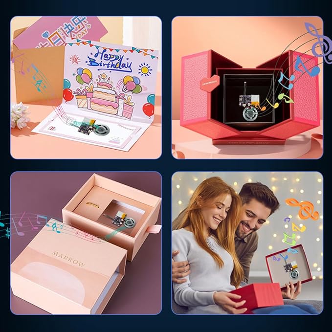 Voice Module,MP3 Music Sound Chips, 16MB Sound Module for Crafts, Christmas, New Year Greeting Cards, Box with Speaker Lithium Battery Powered and USB Cable. (JR-JX7004-Light Sound Module)