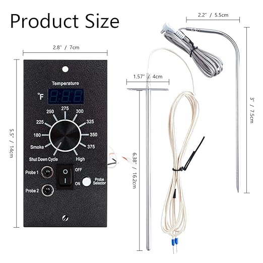 Digital Pro Controller for Traeger Grill Parts Control Panel Replacement with Meat Probes and Thermostat Board Sensor