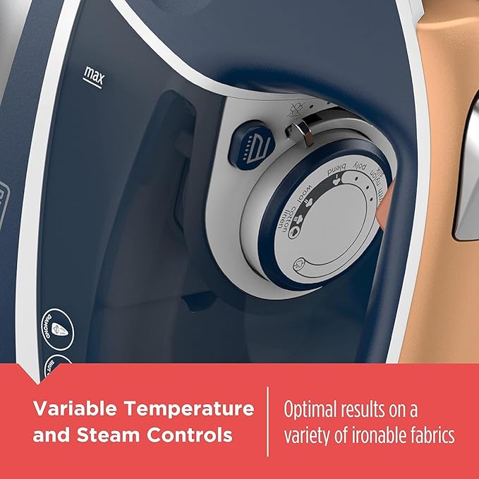 Black+Decker Elite Pro-Series Steam Iron, 6 Settings 1700 Watt, Navy