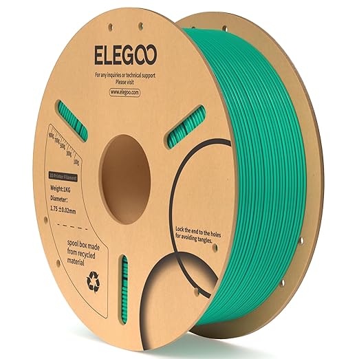 ELEGOO PLA Filament 1.75mm Sea Green 1KG, 3D Printer Filament Dimensional Accuracy +/- 0.02mm, 1kg Cardboard Spool(2.2lbs) 3D Printing Filament Fits for Most FDM 3D Printers