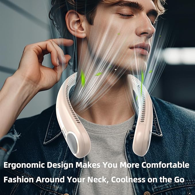 Portable Neck Fan,Hands Free Personal Wearable Bladeless Fan,6000mAh USB Rechargeable,360° Cooling,LED Display,4-Speeds,Birthday Gifts for Men Women Dad Mom,Valentines Day Gifts for Her Him (Brown)