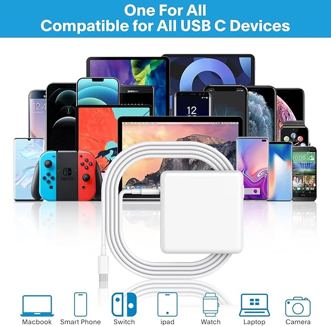 Mac Book Pro Charger-118W USB C Fast Charger Power Adapter Compatible with MacBook Pro/MacBook Air 16 15 14 13 Inch, M1 M2 M3 M4 M5, New iPad Pro and All USB C Device, 6.6ft Charge Cable