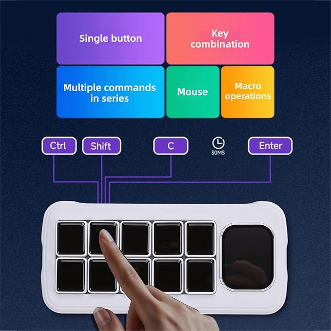 VELATEMOR AI Voice Control Panel, 10 LCD Mechanical Buttons 2.01 Inch Auxiliary Screen, with AI Voice Recognition and One Key Macro, for OS X Smart Home Automation (Black)