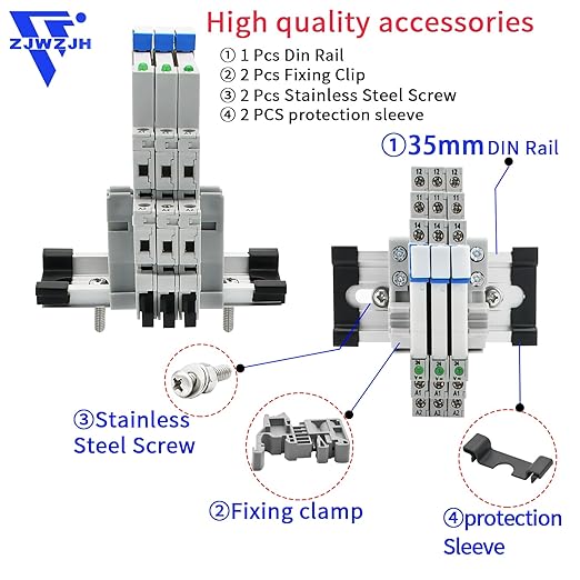 3 Pcs Miniature Power Relay 24V DC/24V AC HF41F/24-ZS 6Amp SPDT with LED Indicator with Socket Base 41F-1Z-C2 with DIN Rail