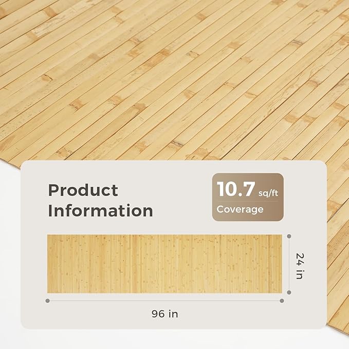 OUZUGIE 1 Pack 96x24 Inch Natural Bamboo Wall Panel – Natural Pole Wrap Paneling for Walls, Ceilings, Cabinets, Furniture – Ideal for Bedroom, Living Room & Office DIY Decor