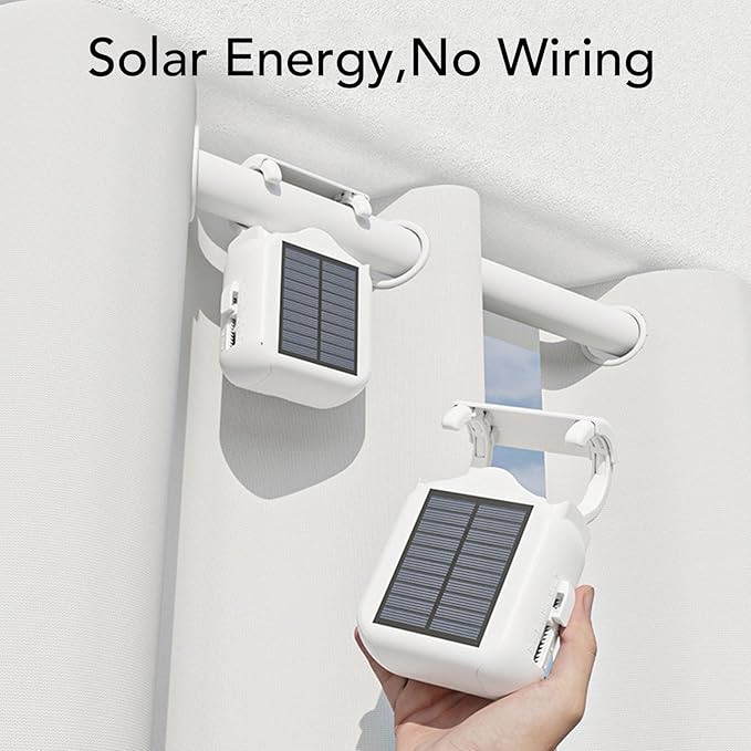 Diydeg Smart Curtain Motor, Solar Powered APP Remote Control Automatic Curtain Opener for Roman Rod U Track I Beam, with Voice Assistant Home Compatibility