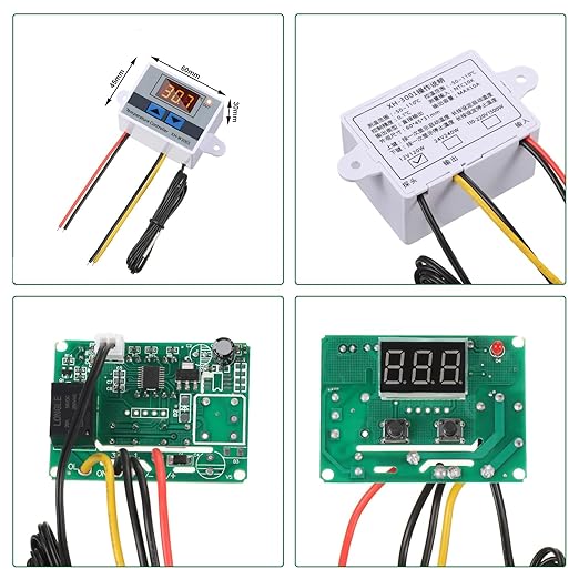 XH-W3001 Digital LED Temperature Controller Module Digital Thermostat Switch with Waterproof Probe Programmable Heating Cooling Electronic Thermostat Range from -50℃ to 110℃ (12V 10A 120W) (2 Pieces)