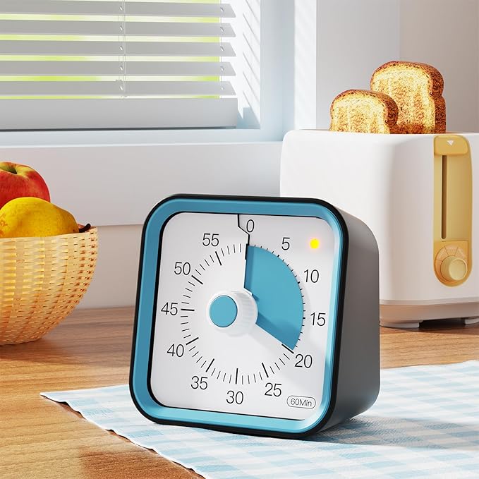 InfPokid Visual Timer for Kids with Pause Function, 60 Minute Countdown Timer for Kids Desk Study, Teaching, Kitchen Cooking, Office Meetings, Time Management for ADHD (Black)