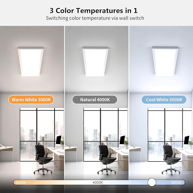 AIKVSXER 42 Pack 1x4 LED Flat Panel Light, 50W 5500LM Surface Mount Ceiling Fixture, 3CCT (3000K/4000K/5000K), Ultra-Thin 48In, 10-100% Triac Dimmable for Kitchen, Garage, Office, Basement