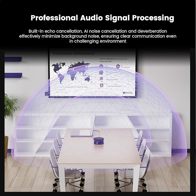 NEARITY A11 Conference Speaker and Microphone, 4 Mics USB Speakerphone with AI Noise Cancelling, 13ft Audio Pickup, Plug and Play Computer Speaker with Mic for Work/Online Conferencing/Home Office
