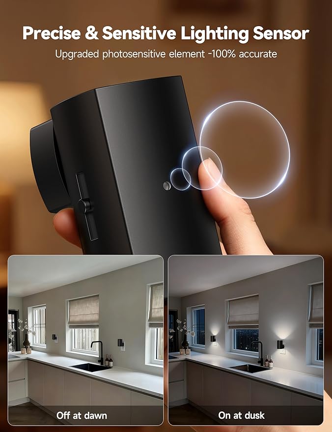 Brightown 2 Pack Black Night Lights Plug into Wall, Modern Night Light with Rotating Plug, Dusk to Dawn Sensor, 0-100LM Stepless Dimming Aora Night Light for Hallway Bedroom Bathroom, Pure White