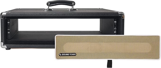 Sound Town Vintage 2U Amp Rack Case, 12.5" Depth with Rubber Feet, Dust Cover, Kickstand, Black (STVRC-2BK)