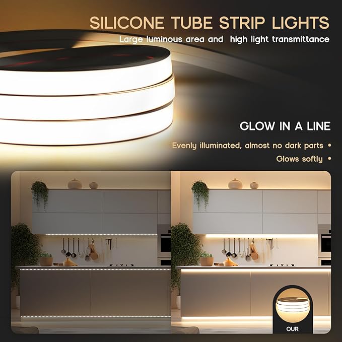 VOEWT LED Strip Lights Blue,9.8ft 110-120V Neon Rope Lights,Flexible Silicone Outdoor Waterproof Neon Strip Lights for Bedroom,Mirror,Kitchen Cabinet, Living Room,Halloween Decor